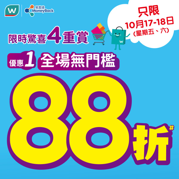 【屈臣氏88折激減】全場88折僅限兩天！再賺$100現金券、信用卡享額外折扣（附優惠碼）