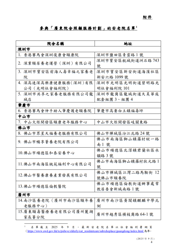 長者入住廣東院舍試驗計劃（圖片來源︰關愛基金）