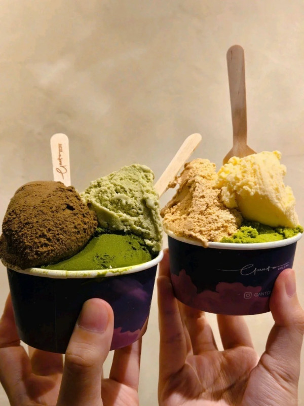 人氣手工意式雪糕Ganto Gelato限定口味 鳳梨酥+微醺芋泥白玉+海苔肉鬆鹹蛋黃+奶蓋茉莉花茶