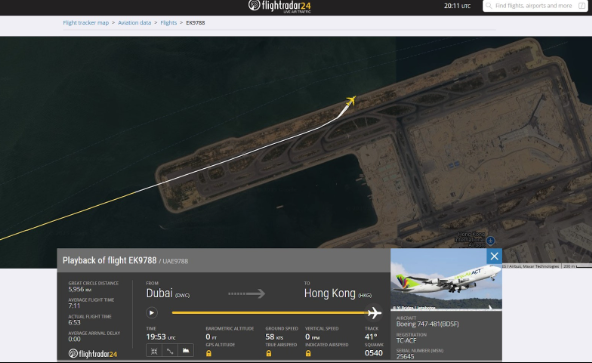(圖片來源：Flightradar24.com)