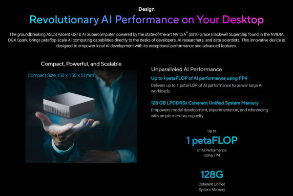 ASUS推迷你AI超級電腦Ascent GX10 Petaflop級算力攻開發者市場