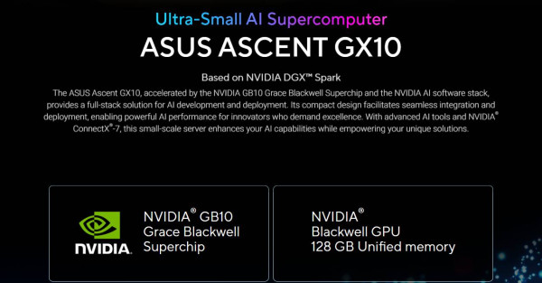 ASUS推迷你AI超級電腦Ascent GX10 Petaflop級算力攻開發者市場