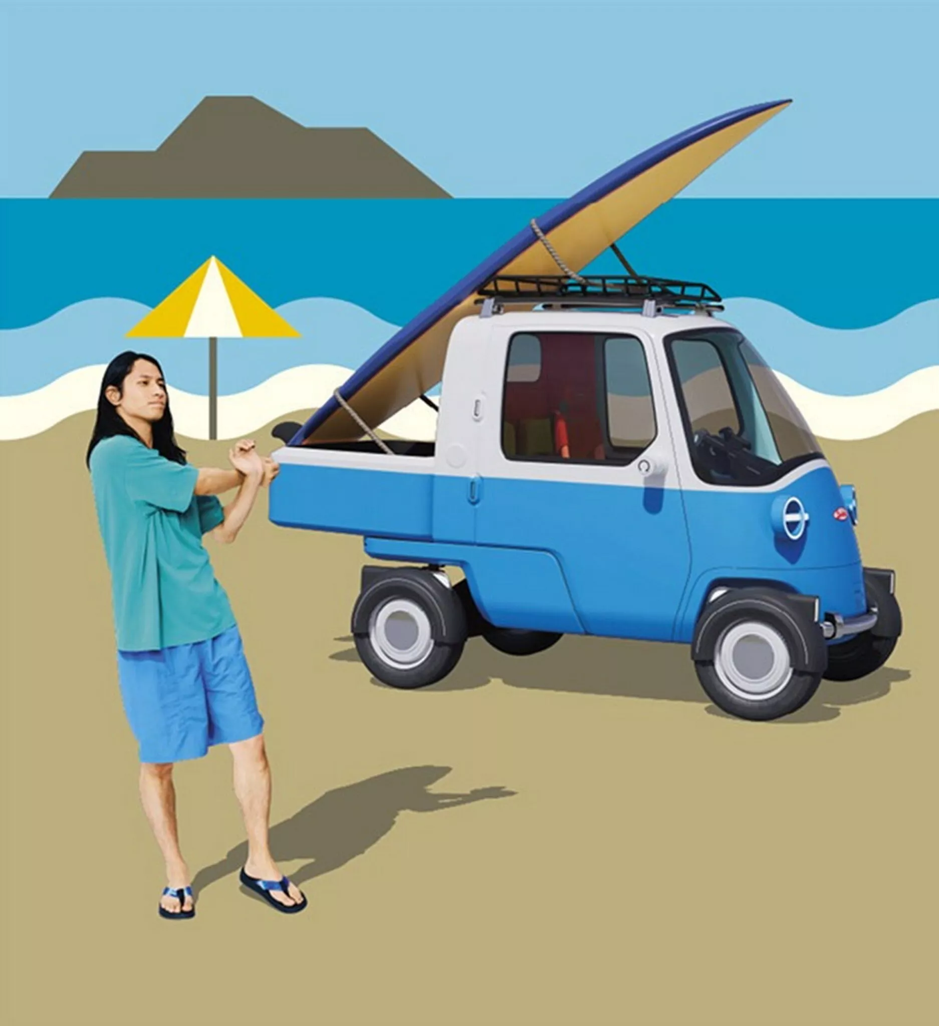 Daihatsu 經典三輪迷你車 Midget 電動回歸 中央駕駛座、直升機風擋超懷舊