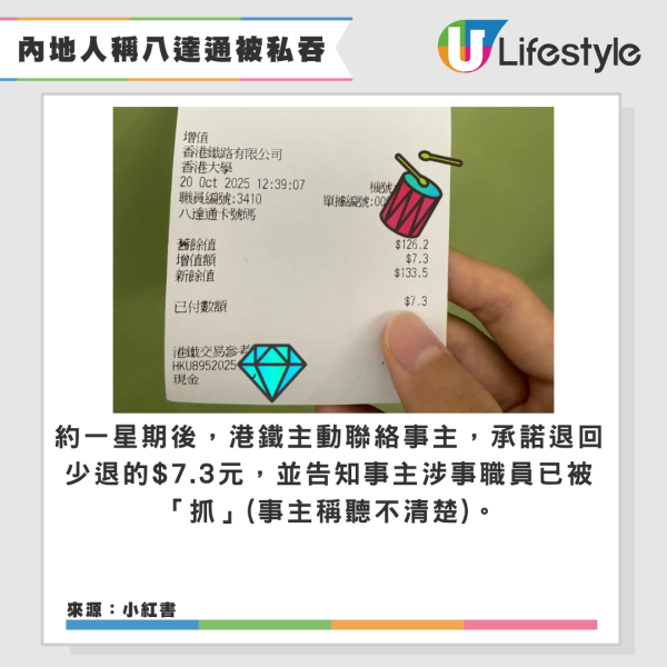 內地人稱港鐵退八達通遭職員「私吞欺騙」 向八達通公司查詢揭「無退還記錄」 