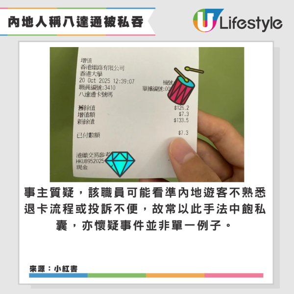 內地人稱港鐵退八達通遭職員「私吞欺騙」 向八達通公司查詢揭「無退還記錄」 