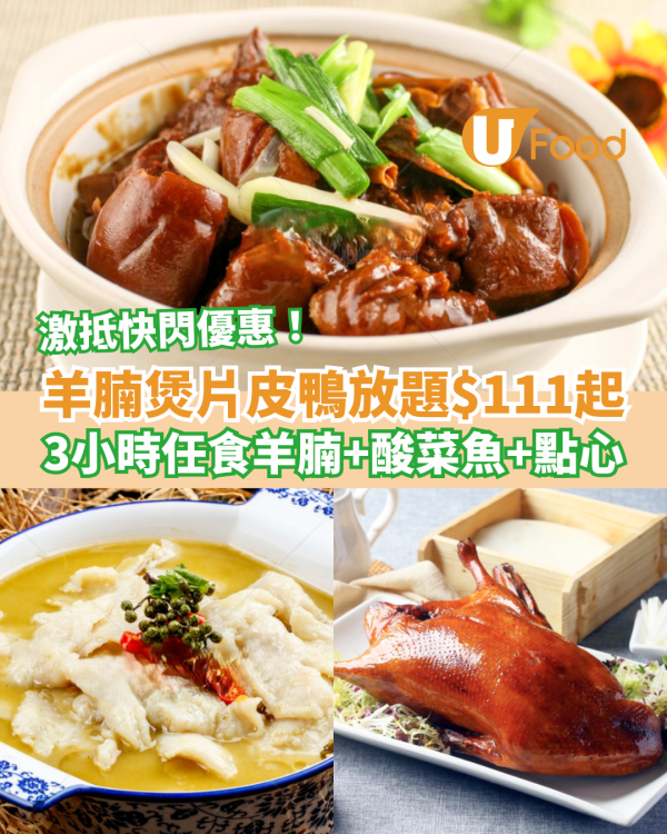 放題優惠｜藥膳羊腩煲及片皮鴨放題低至$111起！3小時任食羊腩＋酸菜魚＋點心