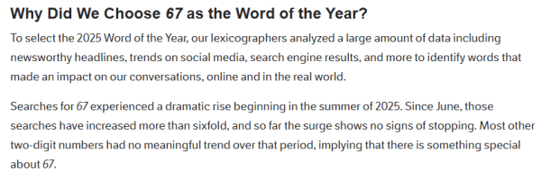 青少年瘋傳神秘數字「67」登上2025年度詞彙寶座！無意義反成最大魅力？全球網民一頭霧水仍瘋狂轉載