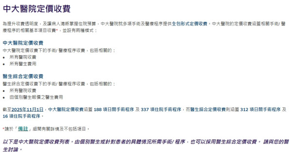 中大醫院減價｜千項醫療服務調整收費：疫苗/內視鏡/眼科手術！承認「比最貴更貴」院方終讓步？