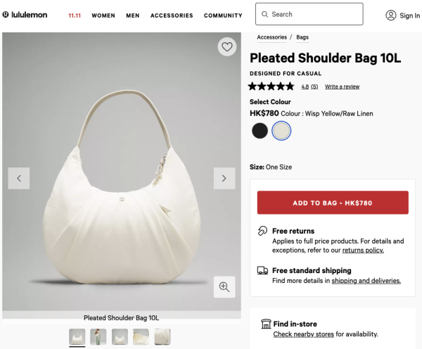 Threads爆紅手袋！lululemon神級牛角包獲網友激讚。（截圖：Threads）