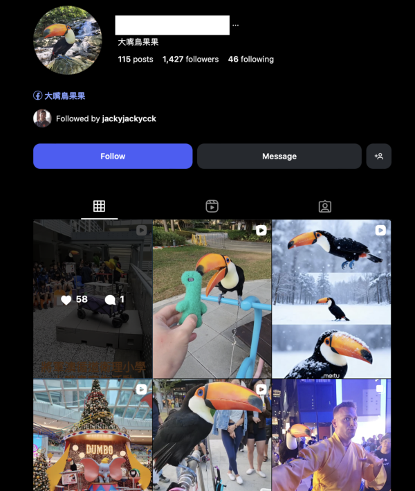啟德驚現巨型大嘴鳥！街坊以為「假公仔」揭真身竟是人氣網紅：生活比人更精彩