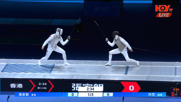 全運會|張家朗全運會花劍15:2穩勝贏得銅牌 香港劍擊隊累計1銀2銅