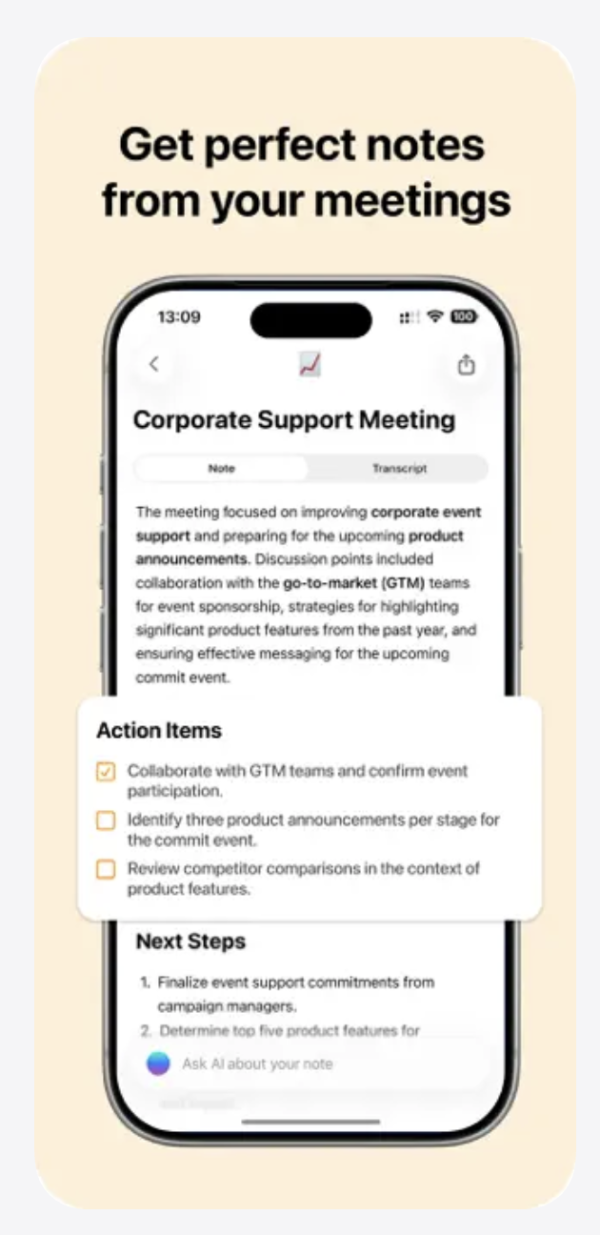 iPhone 必備 AI 會議筆記神器 Mangonote 終身版限時免費下載 98% 準確度 原價$588一年