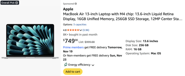 Black Friday限時優惠搶先睇 M4 MacBook Air激減近 $2,000 達歷史最抵價 $5,830