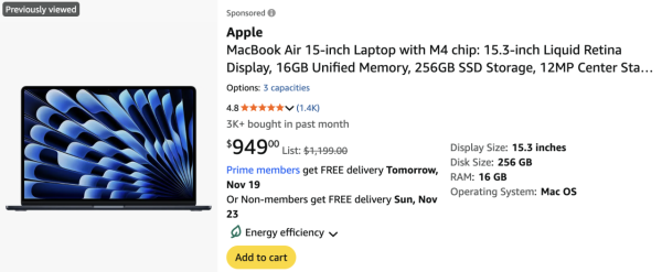 Black Friday限時優惠搶先睇 M4 MacBook Air激減近 $2,000 達歷史最抵價 $5,830