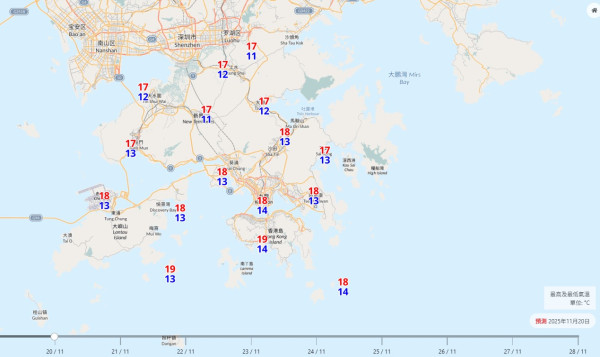 東北季候風殺到！天文台料新界區跌至最低11度達寒冷水平！市區最低氣溫約14度