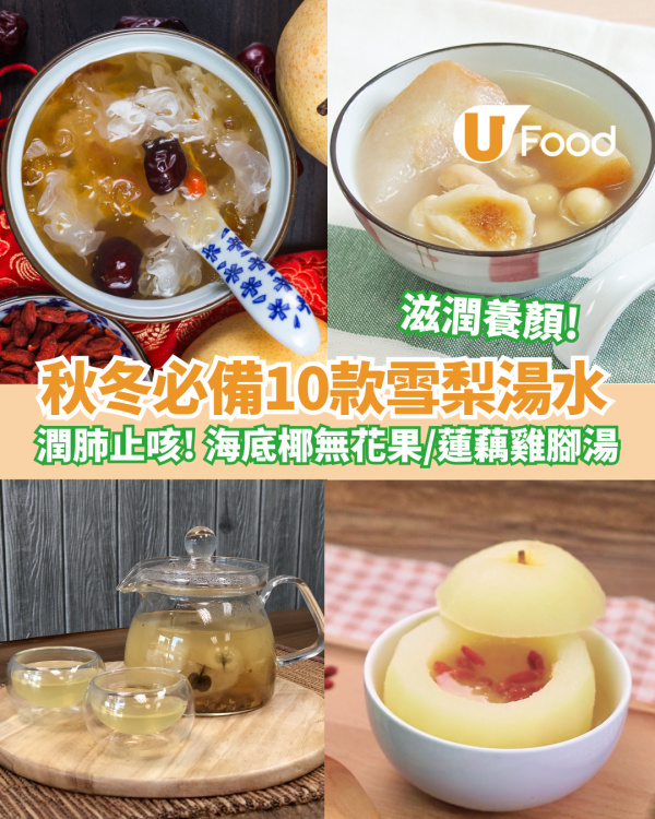秋冬必備雪梨湯水10款｜潤肺止咳/滋潤養顏 海底椰無花果/蓮藕雞腳湯做法