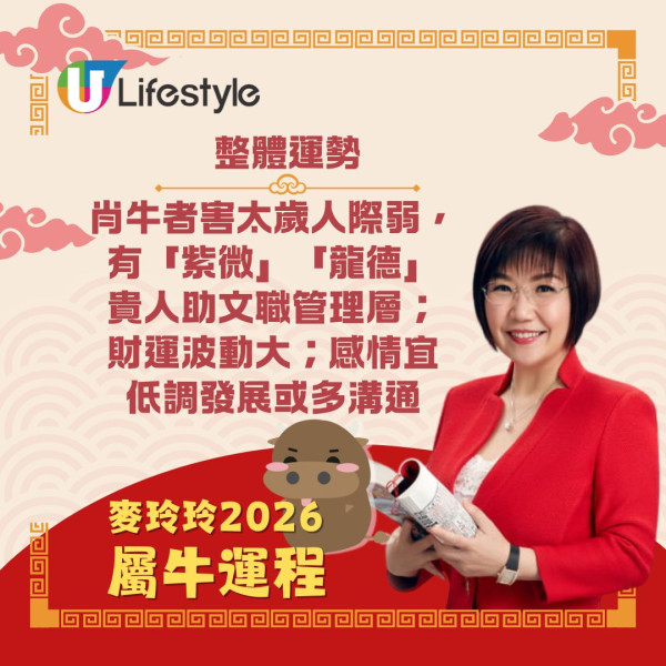 麥玲玲生肖運程2026｜馬年12生肖運勢逐個睇 屬馬刑太歲有血光之災？屬雞人緣桃花旺！