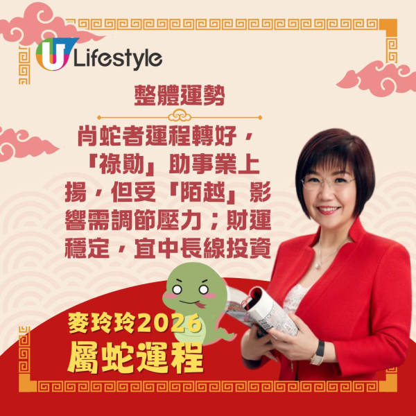 麥玲玲生肖運程2026｜馬年12生肖運勢逐個睇 屬馬刑太歲有血光之災？屬雞人緣桃花旺！