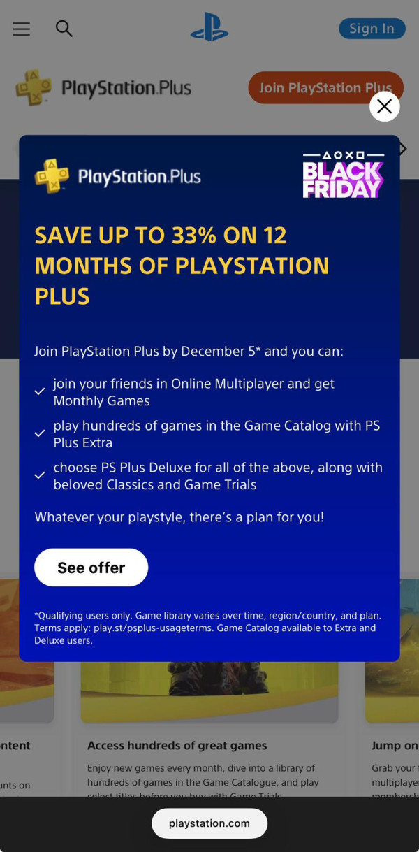 Black Friday 年度優惠 PlayStation PS Plus 年費低至 67 折 遊戲低至 15折 $24 有交易【仲有免費 Game 送？】