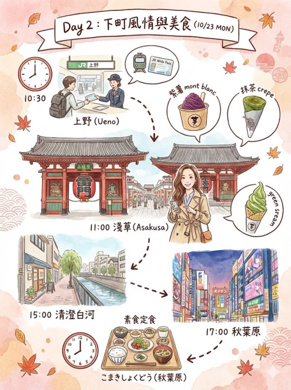 用AI做旅遊行程繪本實試（小編示範圖片截圖）