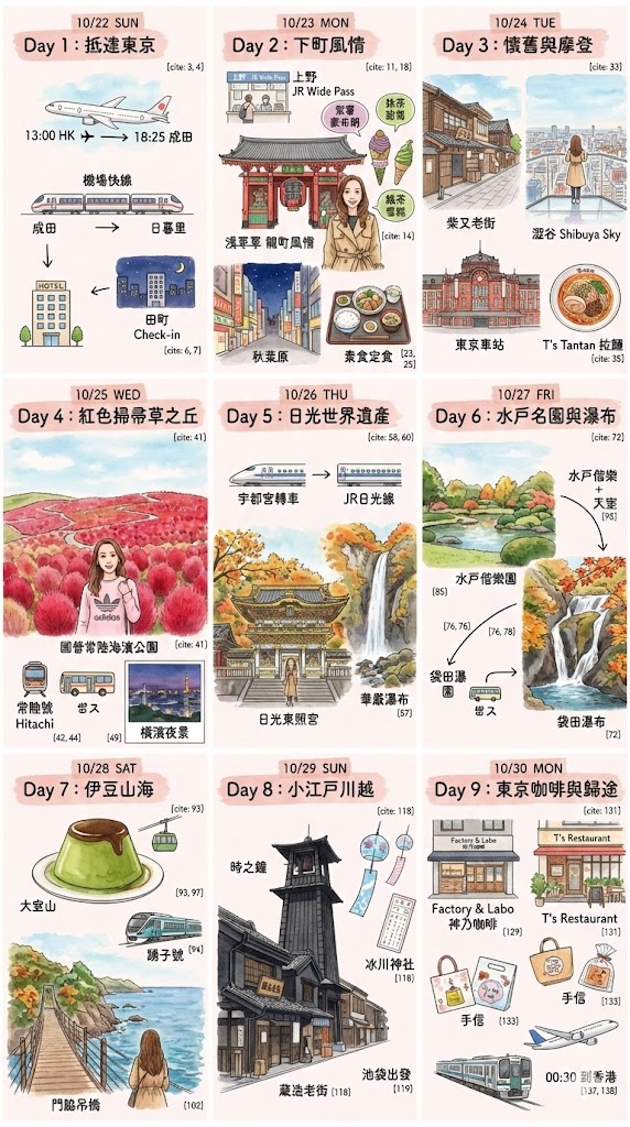 用AI做旅遊行程繪本實試（小編示範圖片截圖）