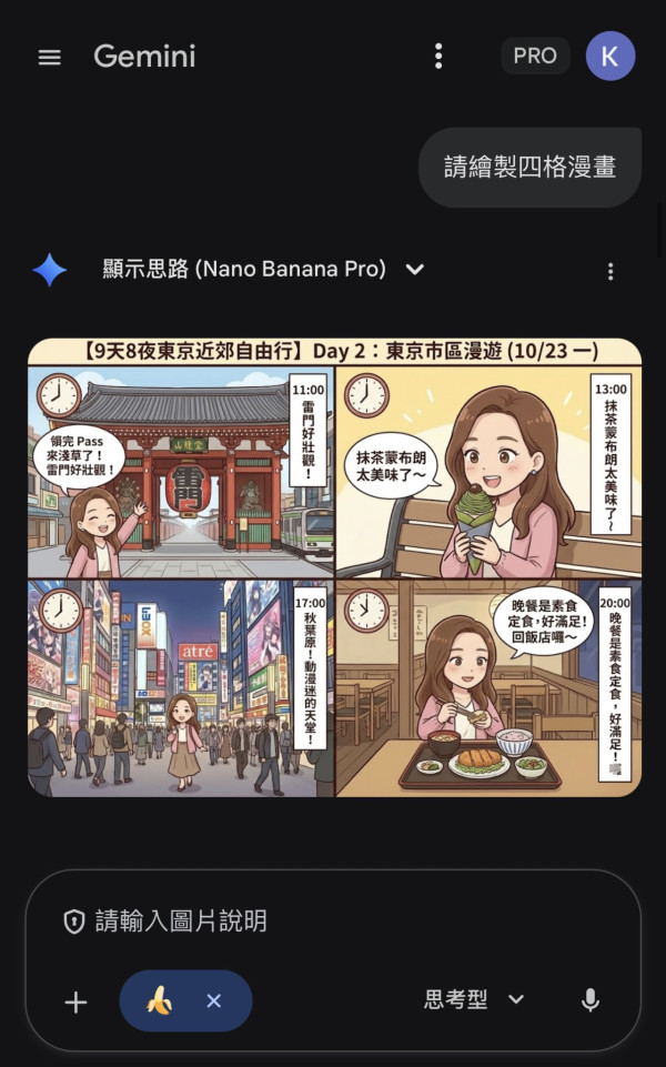 用AI做旅遊行程漫畫實試（小編示範圖片截圖）