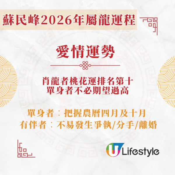 蘇民峰2026馬年運程︱屬龍春夏出生者升職「唔升好過升」?脫單要把握2個桃花月!