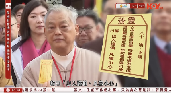 大埔火災慘劇｜台媒翻出年初車公廟求得下籤 解說見「恐防患禍與災殃」 