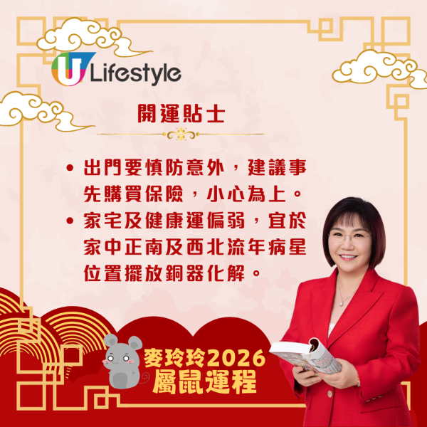 麥玲玲生肖運程2026｜屬鼠太歲相沖運勢起伏 十二生肖當中變化最大？