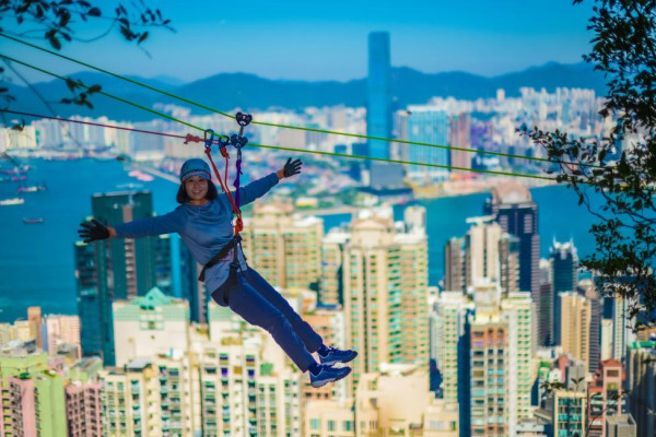 太平山飛索飽覽香港夜景！登山+飛索+攀岩體驗 山頂俯瞰維港靚景！