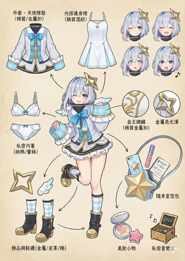 免費玩Nano Banana Pro 動漫美女精緻拆解圖 附超詳零失敗生成指令