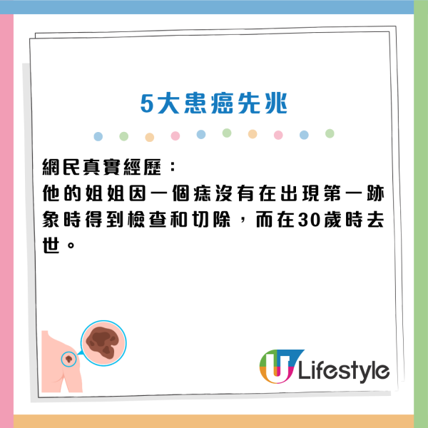 癌症先兆｜30歲女忽視一粒墨變終喪命！5大「隱形殺手」易走漏眼：以為係痔瘡、背痛...