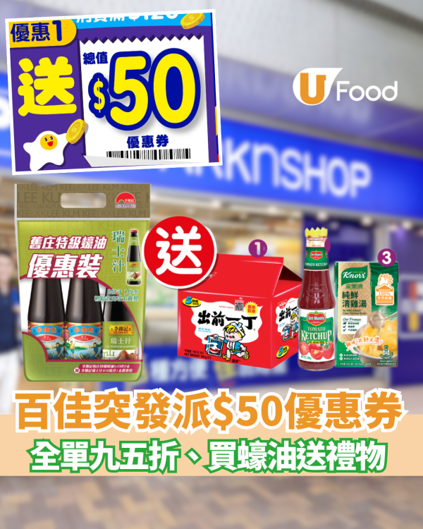 百佳優惠｜百佳12月限定優惠！門市派$50優惠券/消費滿額再享95折/精選貨品買一送一