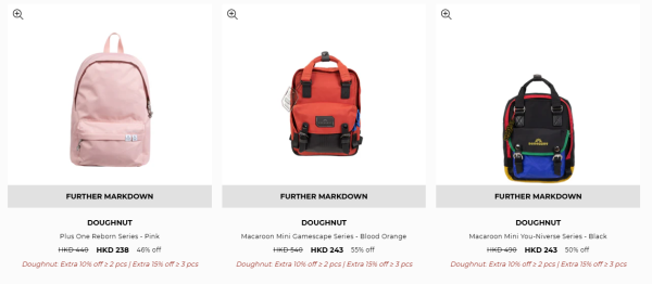 Doughnut開倉低至35折！一連5日 馬卡龍色背囊/斜揹袋/腰包/單肩包$200起！