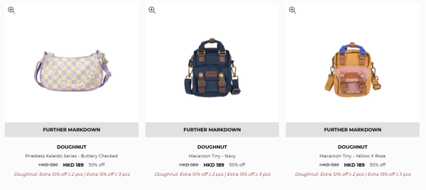 Doughnut開倉低至35折！一連5日 馬卡龍色背囊/斜揹袋/腰包/單肩包$200起！