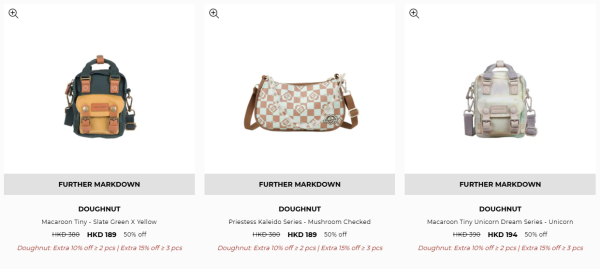 Doughnut開倉低至35折！一連5日 馬卡龍色背囊/斜揹袋/腰包/單肩包$200起！