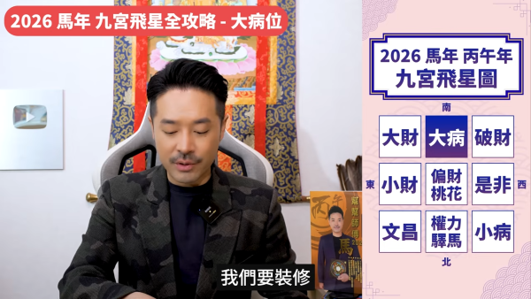 陳定幫馬年運程|2026九宮飛星風水佈局全攻略!呢個位切勿動土 避開最凶陷阱 教一招化解保平安!