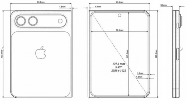 蘋果首款摺疊機 iPhone Fold 真面目曝光「護照比例」設計圖流出：厚度薄到似玻璃