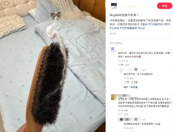 MUJI 3大「除貓毛隱藏神器」$42起！實測沐浴刷/鞋刷　勁過Dyson、除塵轆