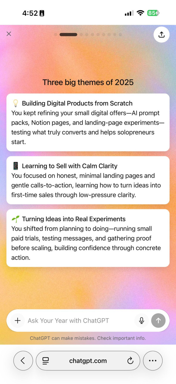 搶先免費體驗 ChatGPT 「2025 年度回顧」 即睇你嘅年度關鍵字