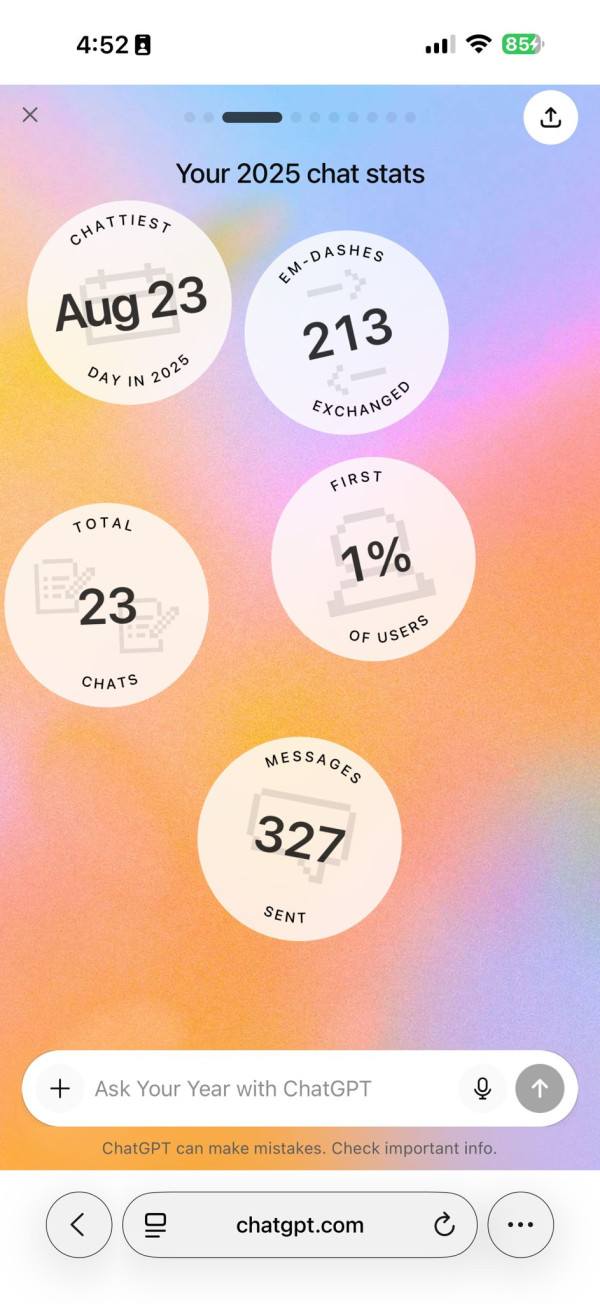 搶先免費體驗 ChatGPT 「2025 年度回顧」 即睇你嘅年度關鍵字