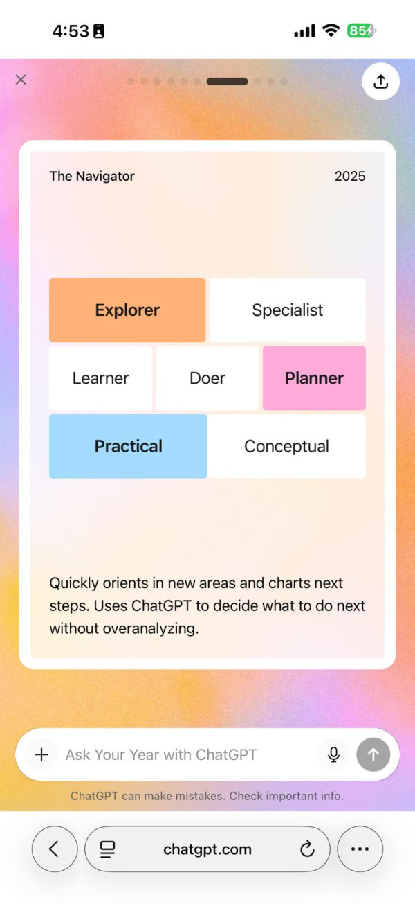 搶先免費體驗 ChatGPT 「2025 年度回顧」 即睇你嘅年度關鍵字