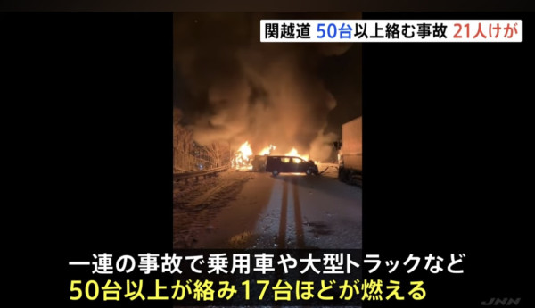 圖:TBS NEWS 有片!群馬縣高速公路56車連環相撞釀1死26傷 路面結冰成隱形殺手