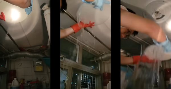 屋內燈罩更是積水如盆。(截圖:東張西望)