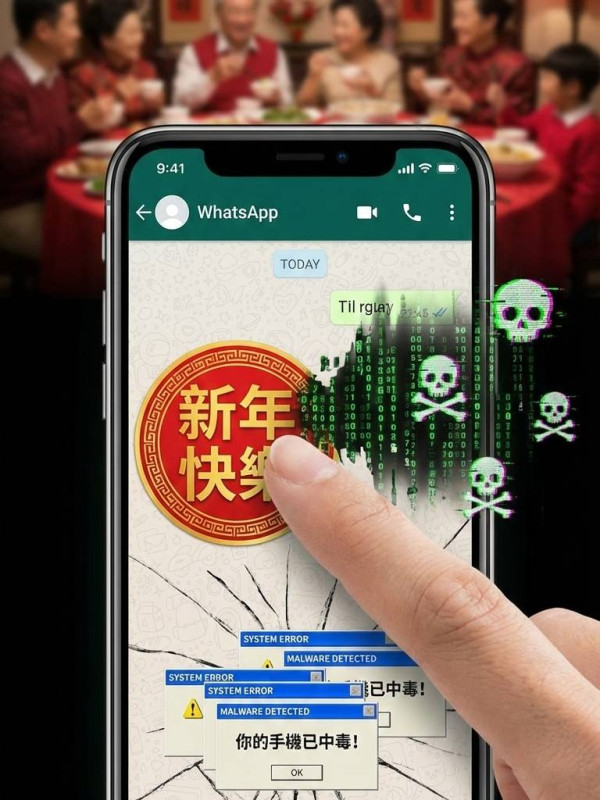 收到 WhatsApp「新年快樂」貼圖小心！ 內藏惡意編碼一撳即中毒？ 專家：見到「這類檔案」千萬別開