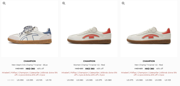 名牌運動鞋/短靴開倉低至3折！最後2日！$180起入手Champion / MIRABELL / FitFlop / Caterpillar