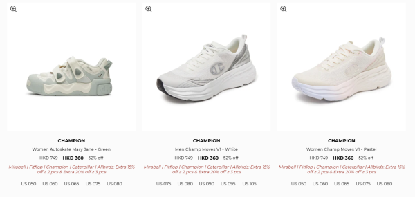 名牌運動鞋/短靴開倉低至3折!最後2日!$180起入手Champion / MIRABELL / FitFlop / Caterpillar