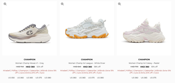 名牌運動鞋/短靴開倉低至3折！最後2日！$180起入手Champion / MIRABELL / FitFlop / Caterpillar