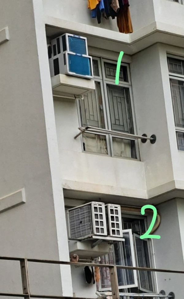 公屋冷氣機安裝方式惹爭議!港人貼2大方案問意見。圖片來源:Facebook@香港公營房屋討論區