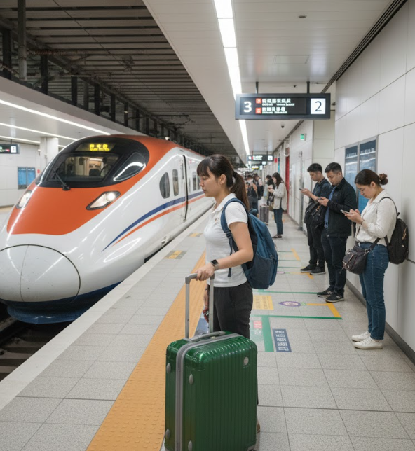 大喼上高鐵無位擺！細喼霸行李位逼大喼企走廊 網民轟自私︰一班文盲唔識睇告示　 